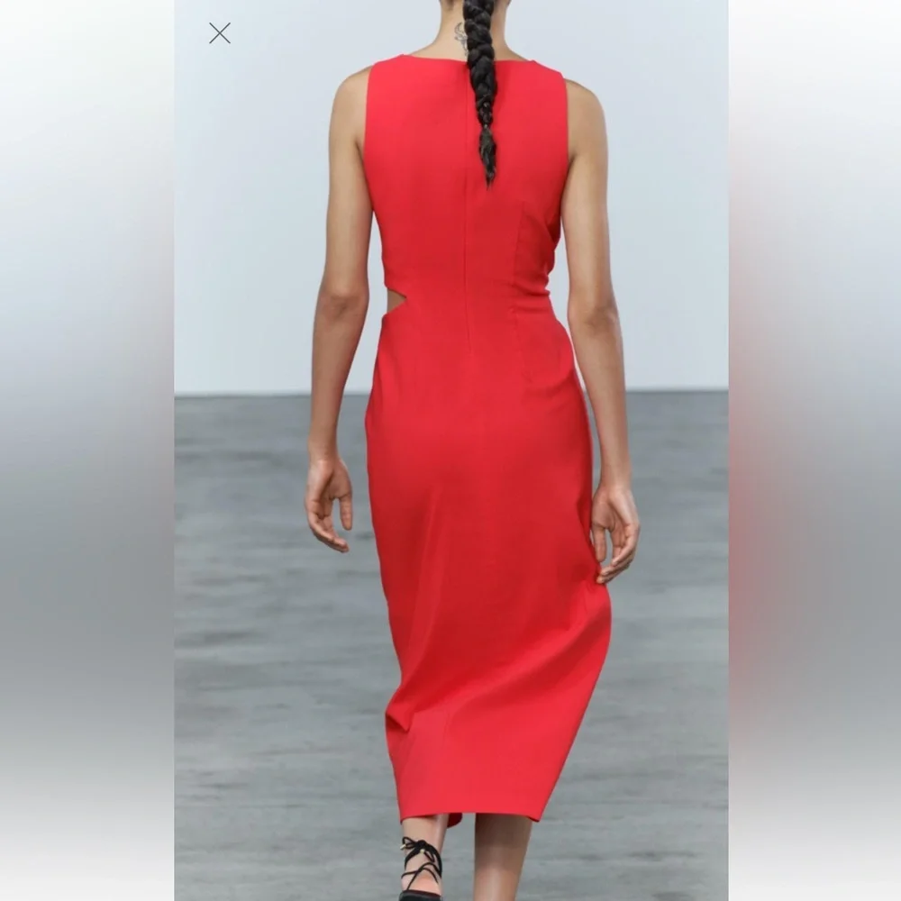 Zara Red Asymmetrical Dress - Picture 2 of 9